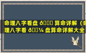 命理八字看盘 🐛 算命详解（命理八字看 🌼 盘算命详解大全）